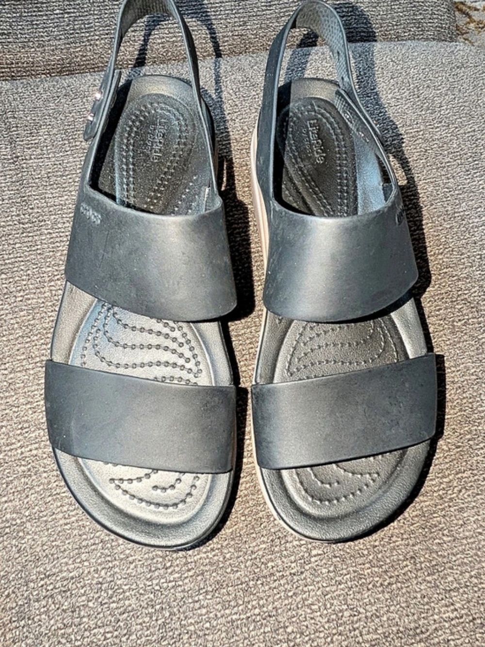 Crocs LiteRide Women's 7 Stretch Sandal Black Platform Casual Vacation